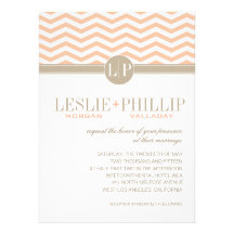 Chic Chevron Monogram | peach Wedding Invites