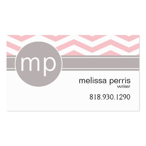 Chic Chevron Monogram | pink Business Cards (front side)