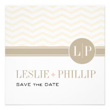 Chic Chevron Monogram Save the Date | blush Custom Invitations