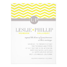 Chic Chevron Monogram | yellow Wedding Custom Invite