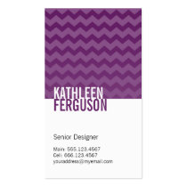 Chic chevron pattern deep purple two tone stylish business cards