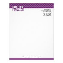 Chic chevron pattern deep purple two tone stylish letterhead