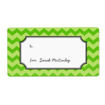 Chic chevron pattern green to from custom gift labels