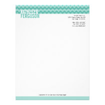 Chic chevron pattern teal blue two tone stylish letterhead