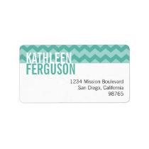Chic chevron pattern teal custom return address labels