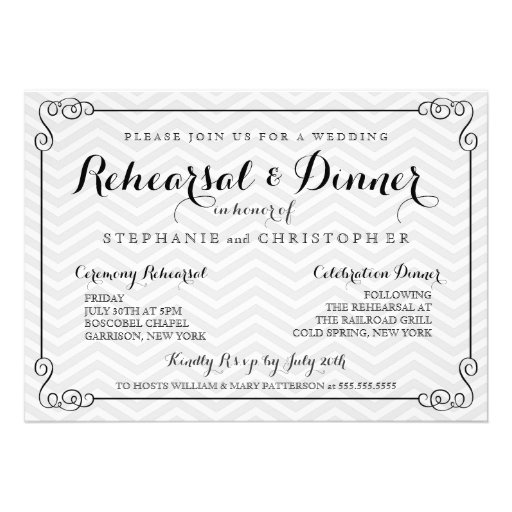 Chic Chevron Wedding Rehearsal & Dinner Invitation