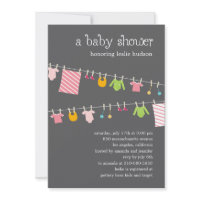 Chic Clothesline Baby Shower Invitation (Girl)