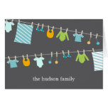 Chic Clothesline Baby Thank You Card - Boy cards