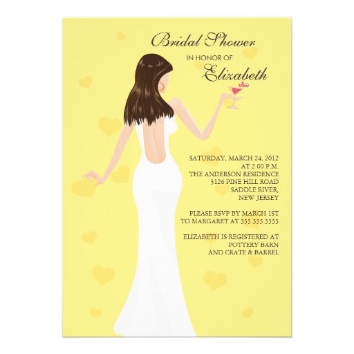 Chic Cocktail Bride Bridal Shower Invitation Yello
