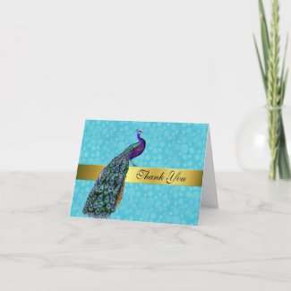 Chic Colorful Peacock Thank You Card card