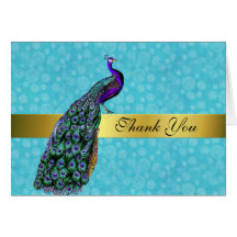 Chic Colorful Peacock Thank You Card