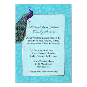 Chic Colorful Peacock Wedding Invitation 5