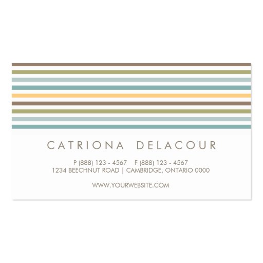 Chic Colorful Retro Stripes Pattern Business Card (back side)