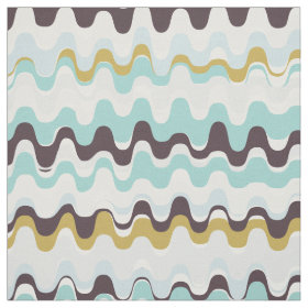Chic colorful teal brown abstract wave pattern fabric