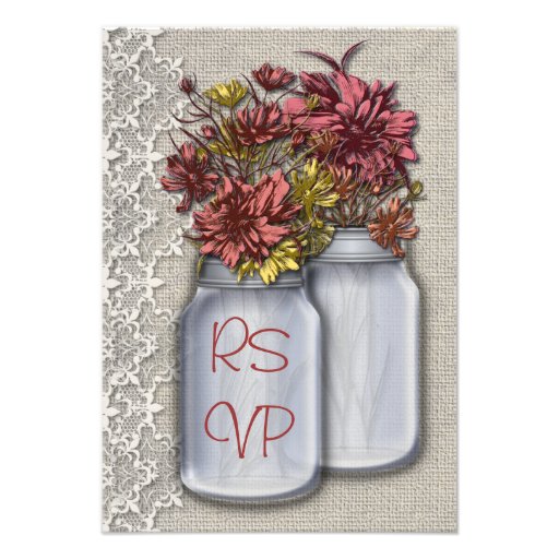 Chic Country Charm Mason Jar Rsvp Invitation (front side)