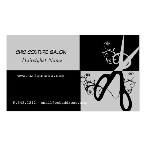 Chic Couture Scissors Swirls Business Card Templates