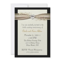 Chic Cream and Black Anniversary Invitation