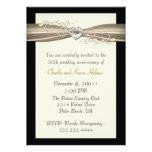 Chic Cream and Black Anniversary Invitation