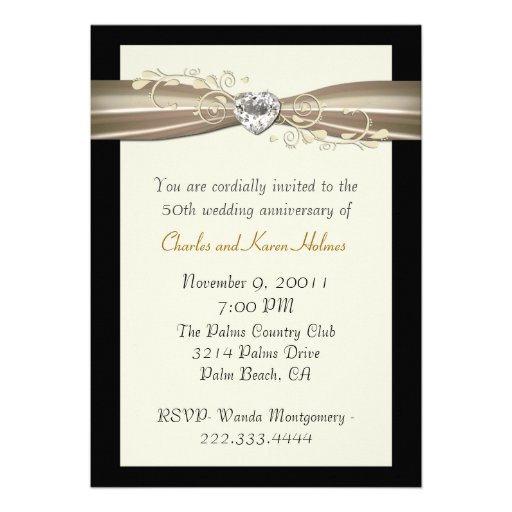 Chic Cream and Black Anniversary Invitation