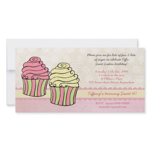 Chic Cupcakes Sweet 16 Birthday Party Invite photocard