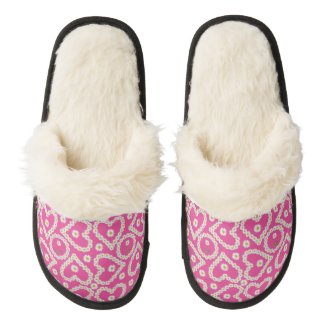 Chic Daisy Chains on Pink, Custom Fuzzy Slippers Pair Of Fuzzy Slippers