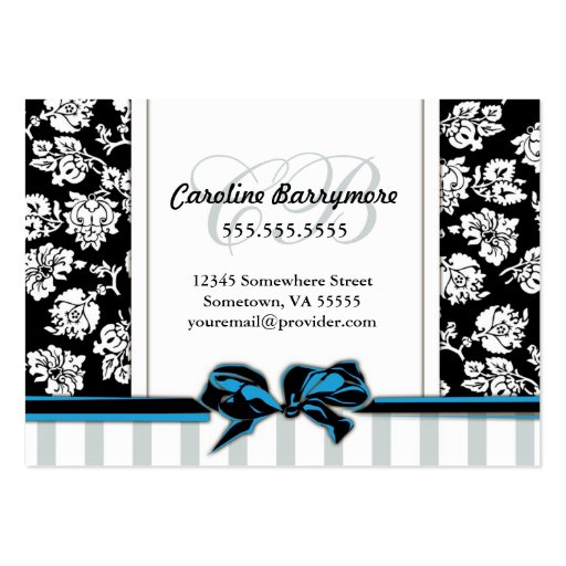 Chic Damask and Striped Business Card