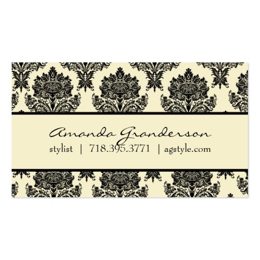 Chic Damask Calling Card Business Card Templates (front side)
