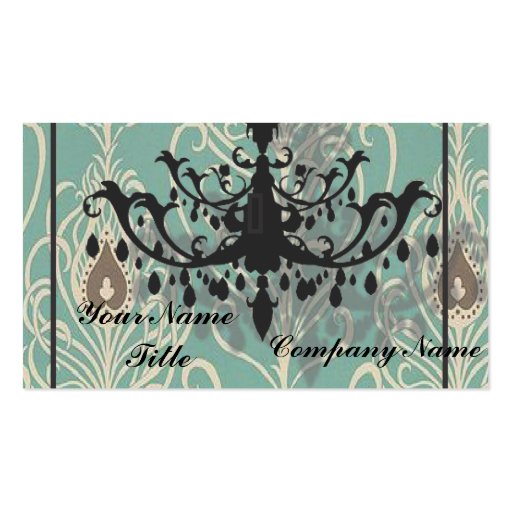 Chic Damask Chandelier Business Card (front side)