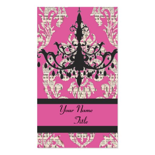 Chic Damask chandelier fashion  Business Card (front side)
