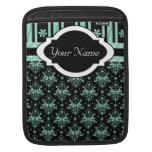 Chic Damask Green and Black Case Sleeve For iPads