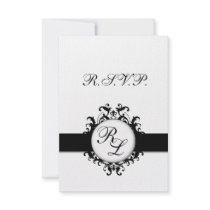 Chic Damask Monogram RSVP Card Wedding Custom Invites