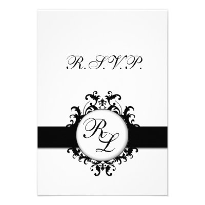 Chic Damask Monogram RSVP Card Wedding Custom Invites