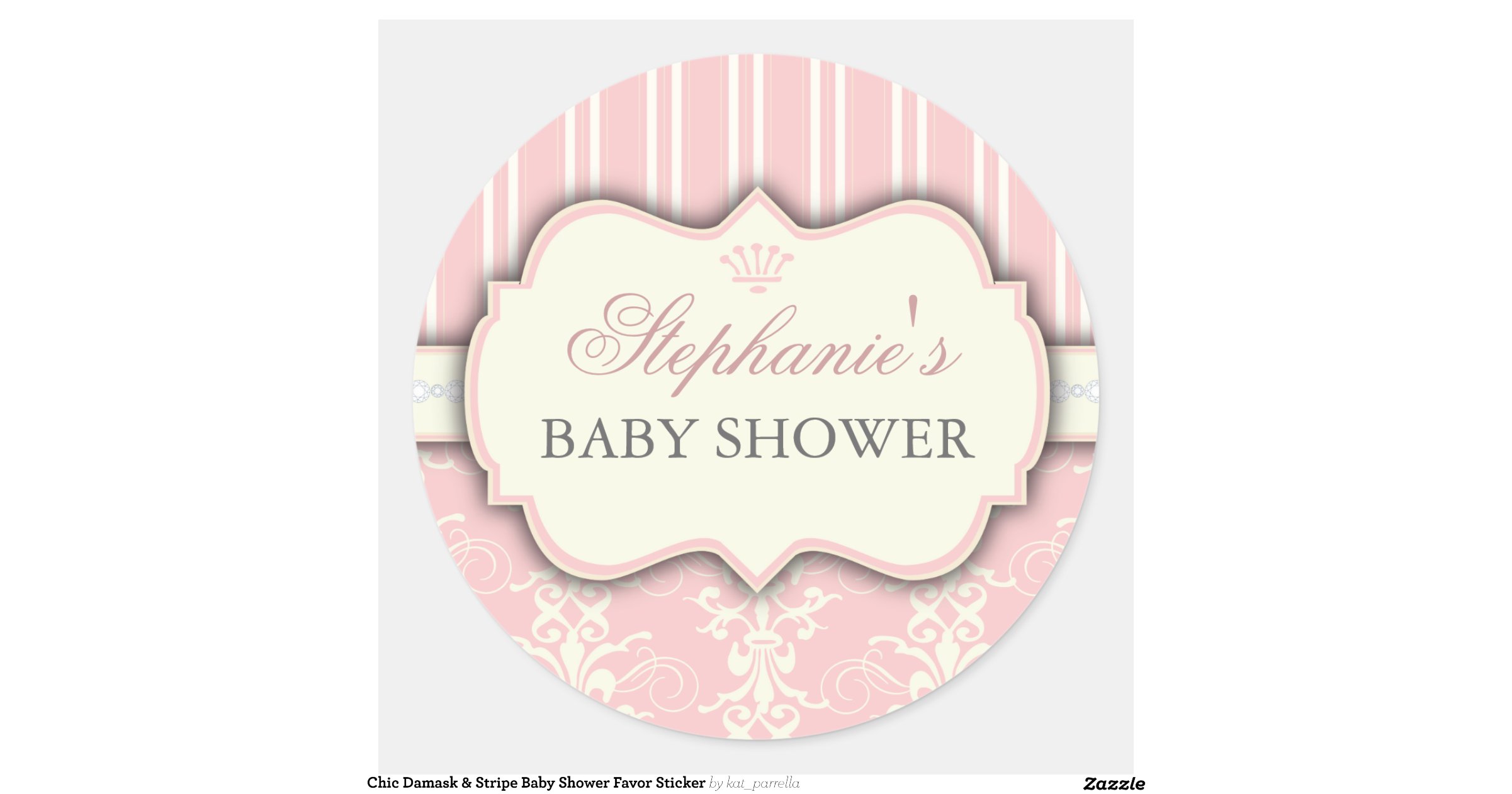 chic_damask_stripe_baby_shower_favor_sticker