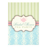 Chic Damask & Stripe Bridal Shower Tea Invitation