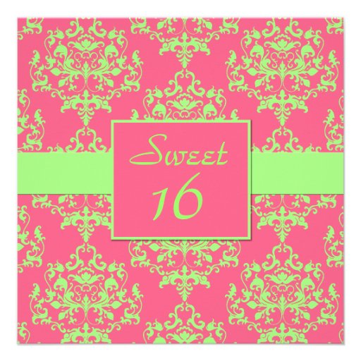 Chic Damask Sweet 16 Birthday Invitation