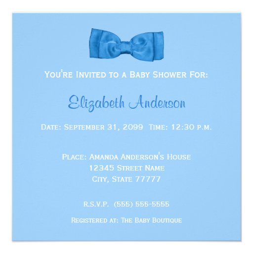 Chic Dazzling Blue Floral With Bow Boy Baby Shower Personalized Announcements