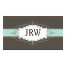 Chic Deco Frame Monogram Baby Blue Business Card
