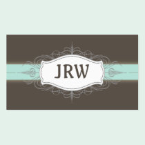 Chic Deco Frame Monogram Baby Blue Business Card business cards