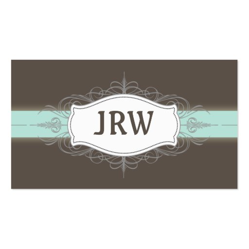 Chic Deco Frame Monogram Baby Blue Business Card (front side)