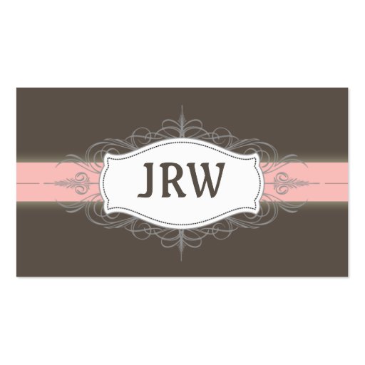 Chic Deco Frame Monogram Baby Pink Business Card (front side)