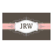 Chic Deco Frame Monogram Baby Pink Business Card
