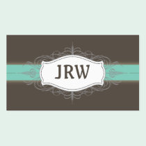 Chic Deco Frame Monogram Teal Business Card business cards