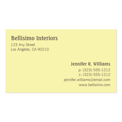 Chic Deco Frame Monogram Yellow Business Card (back side)