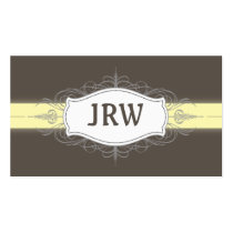 Chic Deco Frame Monogram Yellow Business Card