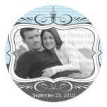 Chic Deco Save the Date Announcement Seal: powder Round Sticker