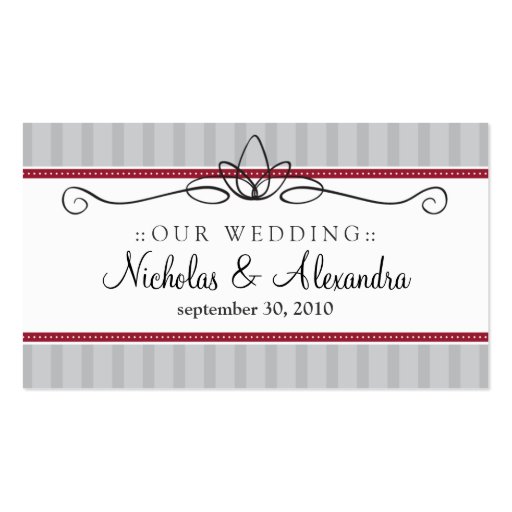 Chic Deco Silver/Red Wedding Website Card Business Card Templates