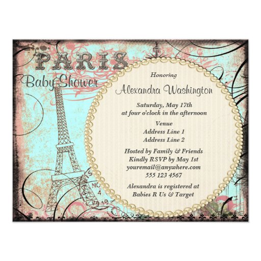 Chic Eiffel Tower & Chandelier Baby Shower Personalized Invitation