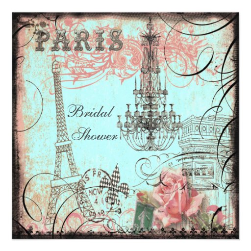 Chic Eiffel Tower & Chandelier Bridal Shower Invite