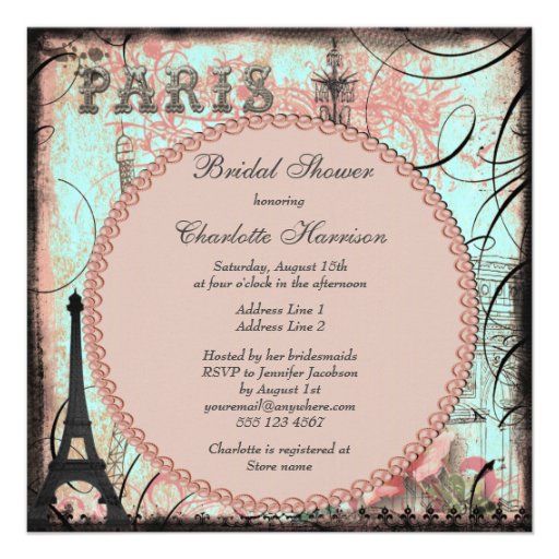 Chic Eiffel Tower & Chandelier Bridal Shower Invite