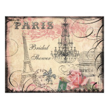 Chic Eiffel Tower & Chandelier Bridal Shower Personalized Invite
